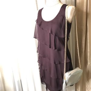 GAP flounce tiered shift dress purple 4